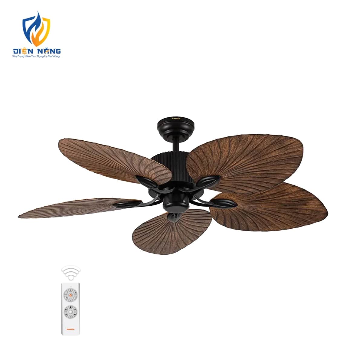 Quạt trần trang trí 5 cánh, động cơ DC, có remote