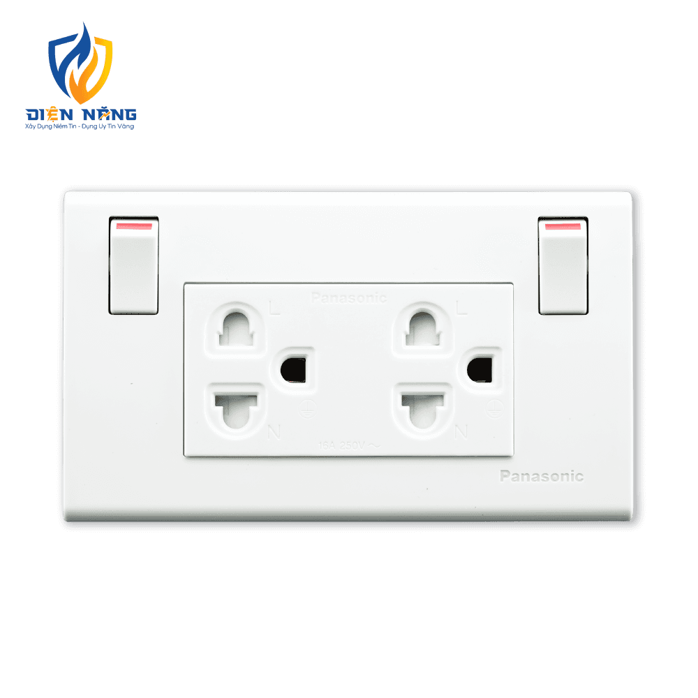 Wide - Bộ ổ cắm 3 chấu 2 công tắc