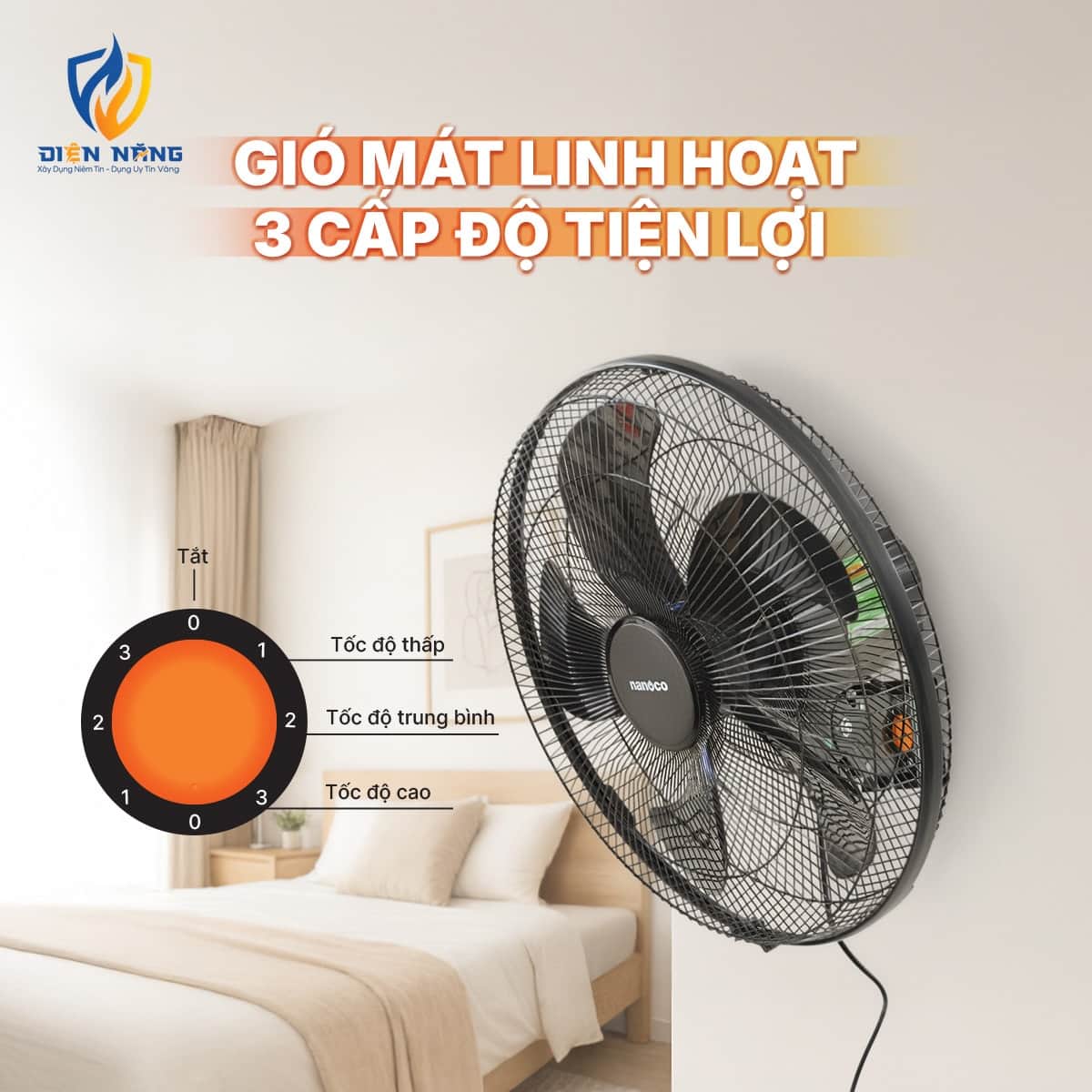Quạt treo CN, bạc đạn, màu đen - anh 3