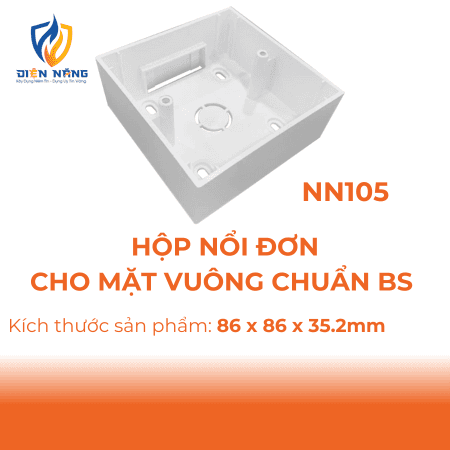 Hộp nổi đơn cho mặt vuông chuẩn BS - anh 2