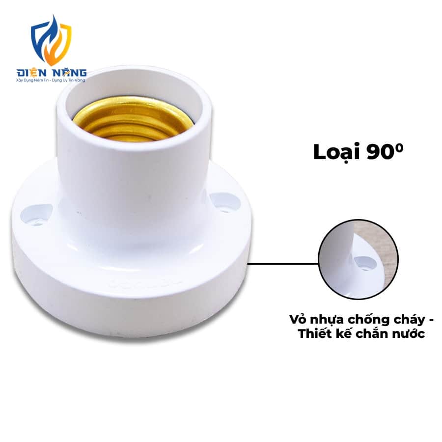 Đui đèn E27 loại 90 độ, màu trắng - anh 2