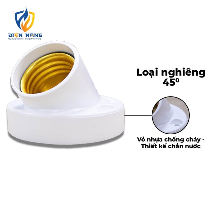 Đui đèn E27 loại 45 độ, màu trắng - anh 2