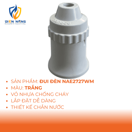 Đui đèn E27 loại di động, màu trắng - anh 2