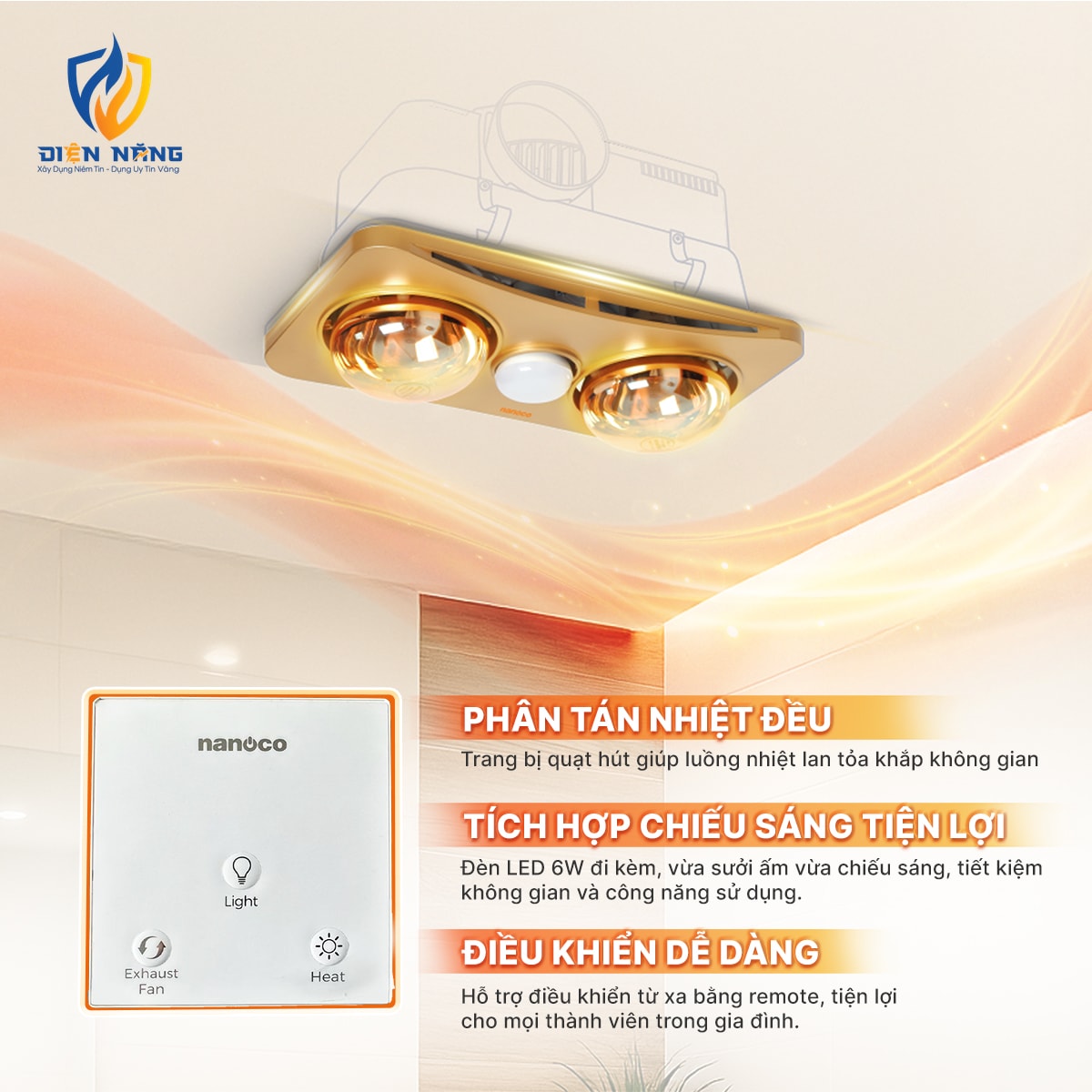 Đèn sưởi âm trần Nanoco - anh 5