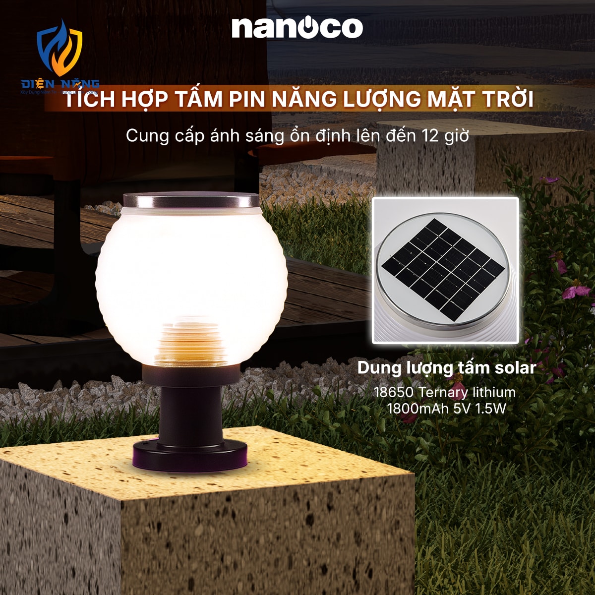 Đèn solar sân vườn IP65 Outdoor Nanoco - anh 4