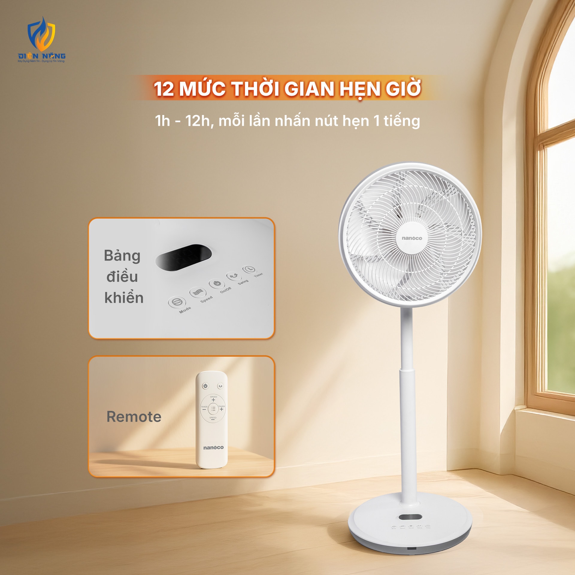 Quạt đứng nanoco, động cơ BLDC, NEF1499 - anh 5