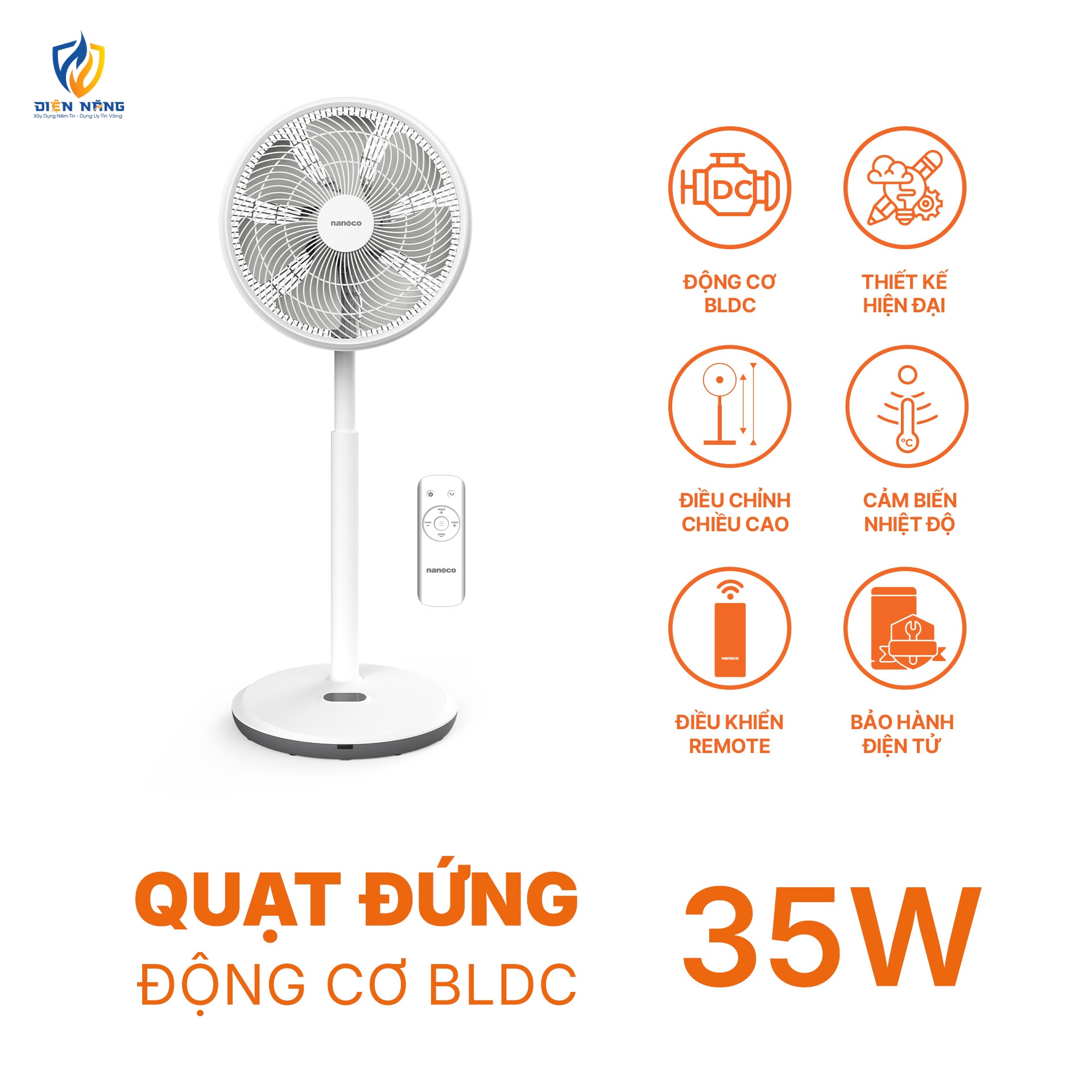 Quạt đứng nanoco, động cơ BLDC, NEF1499 - anh 6