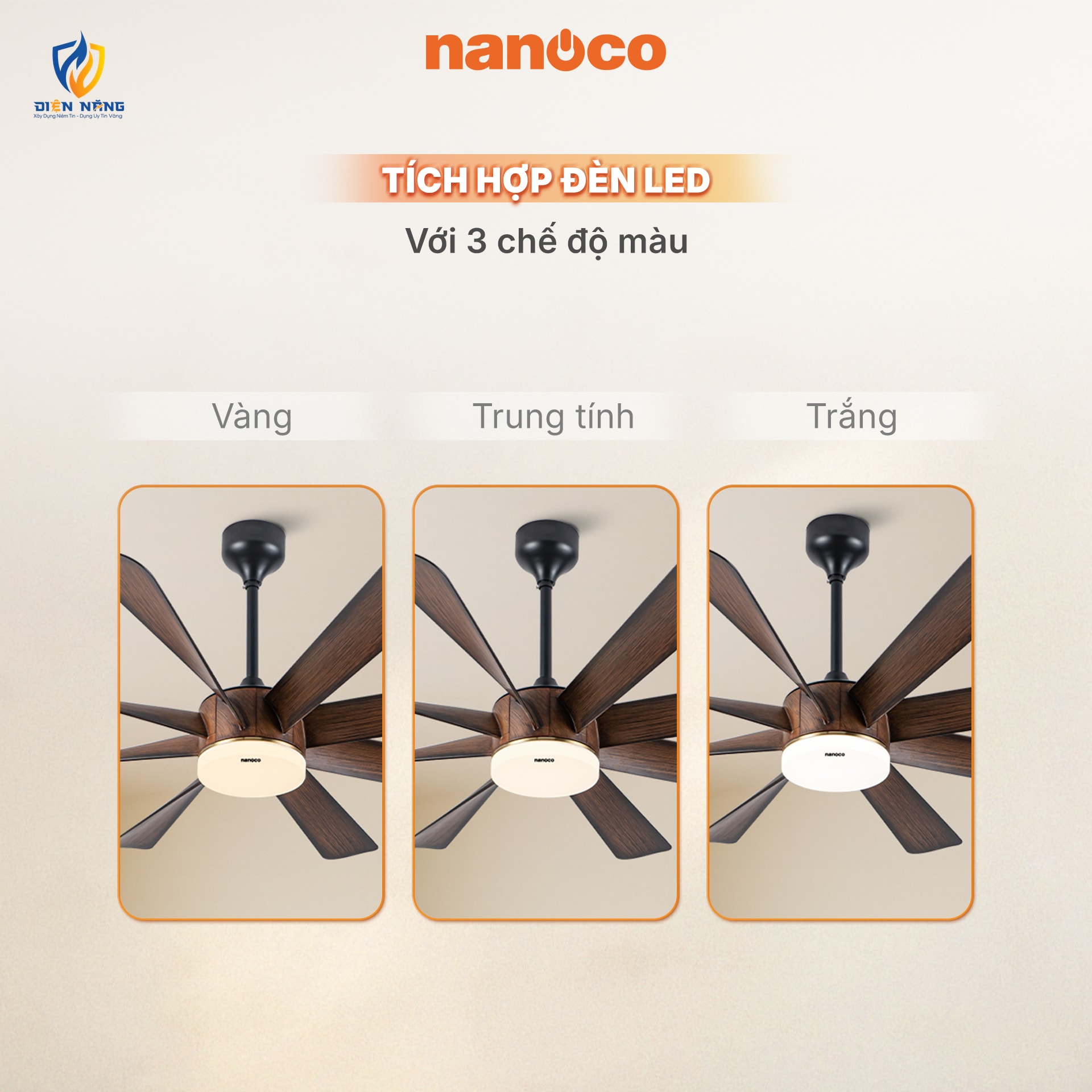Quạt trần trang trí 8 cánh, DC, Đèn Led, remote - anh 4
