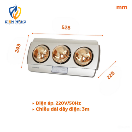 Đèn sưởi treo tường Nanoco - anh 5