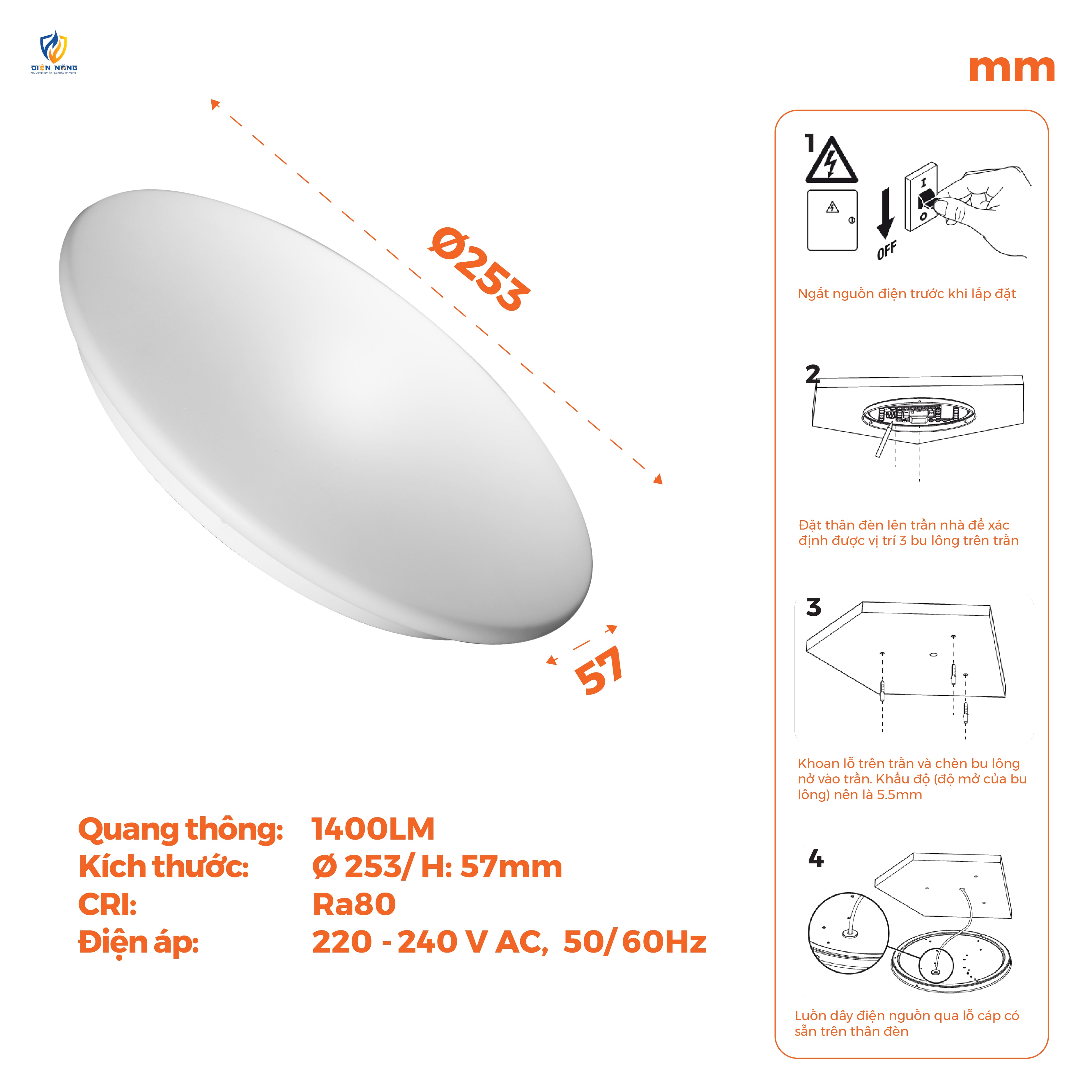 Đèn trần chống ẩm Nanoco IP44 - anh 4
