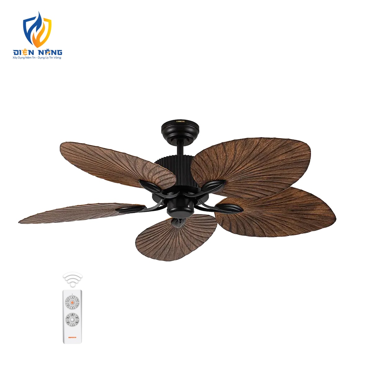 Quạt trần trang trí 5 cánh, động cơ DC, có remote