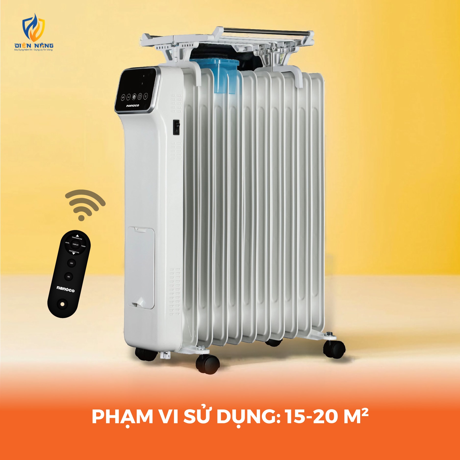Máy sưởi dầu 2600W, 13 thanh nhiệt, cảm ứng - remote - anh 5