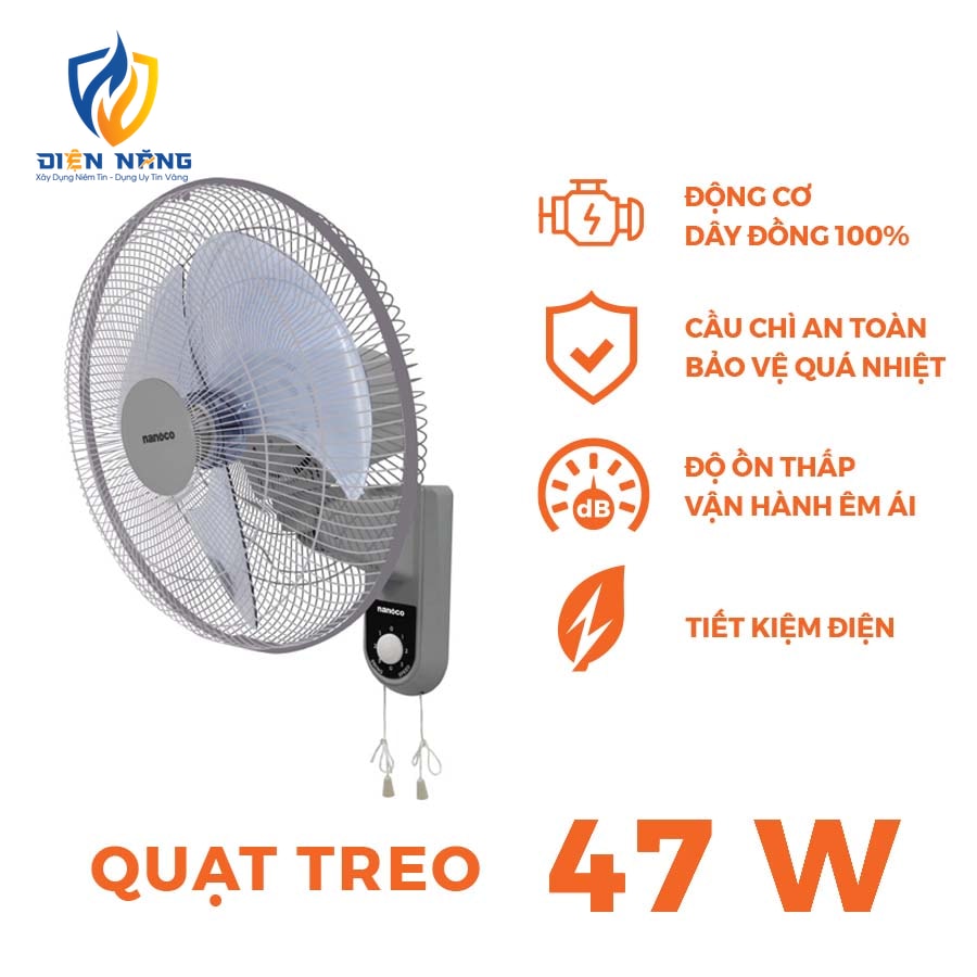 Quạt treo tường, 47W, NWF1611/12RC