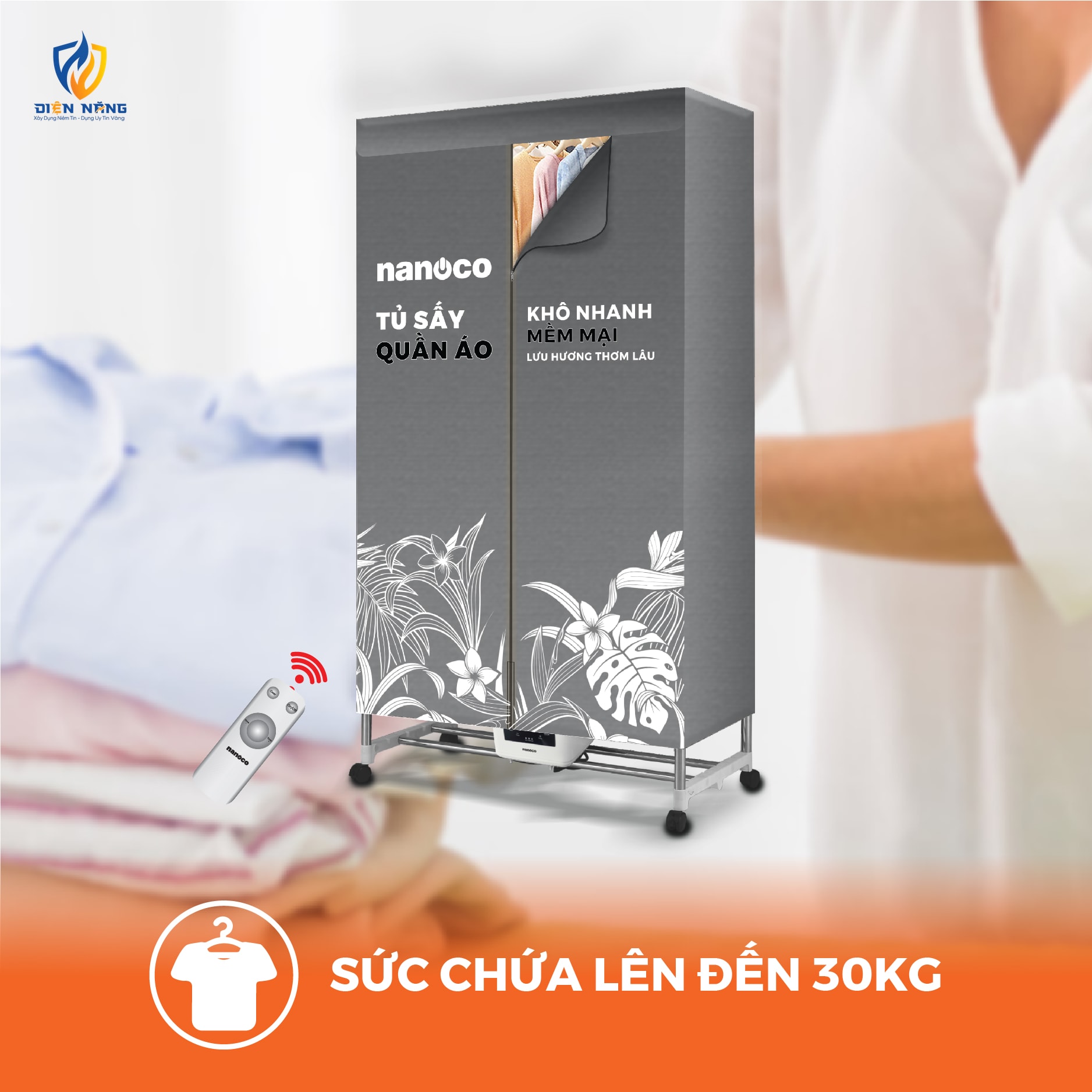 Tủ sấy quần áo 2000W, điều khiển cảm ứng - remote - anh 4