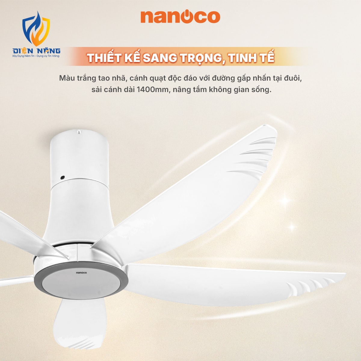 Quạt trần 5 cánh - Đèn Led - anh 3