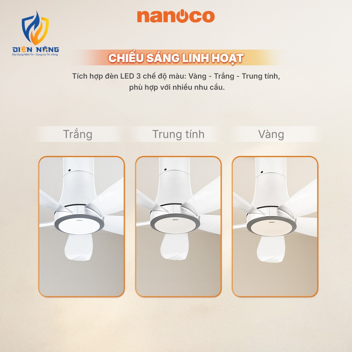 Quạt trần 5 cánh - Đèn Led - anh 4