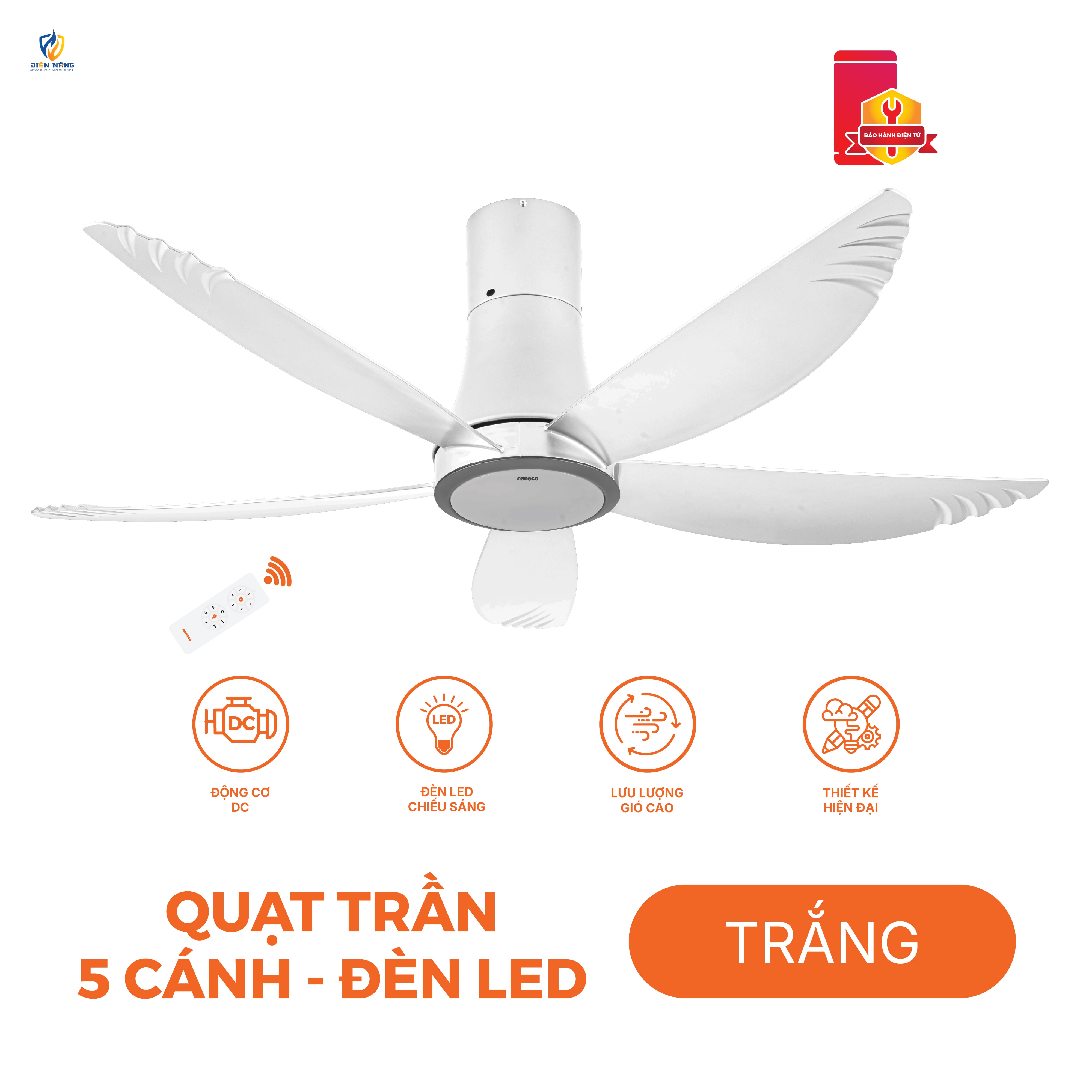 Quạt trần 5 cánh - Đèn Led - anh 6