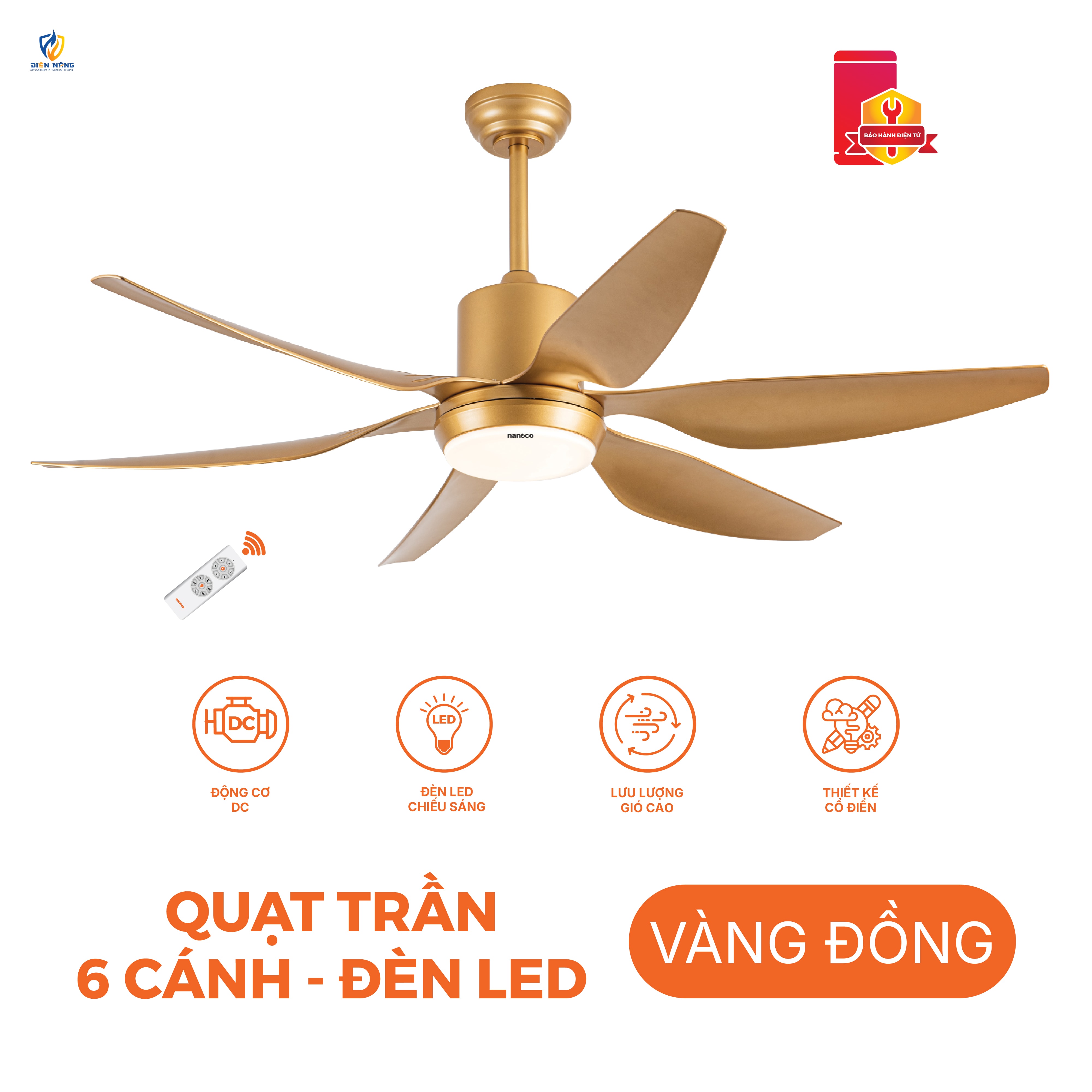 Quạt trần 6 cánh - Đèn Led - anh 6