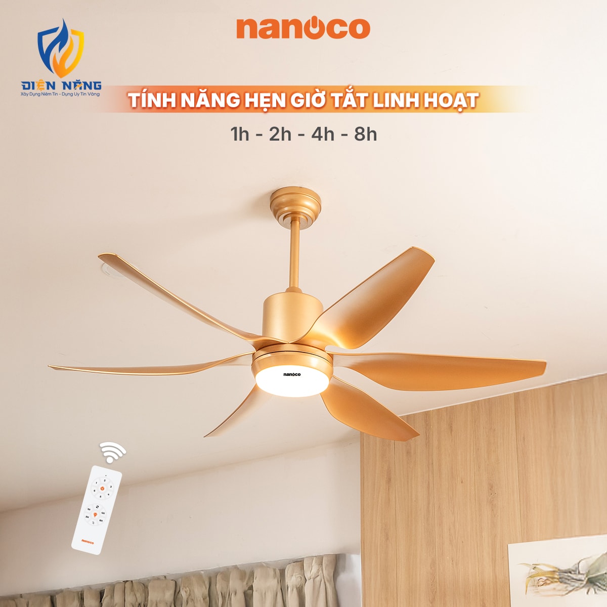 Quạt trần 6 cánh - Đèn Led - anh 5