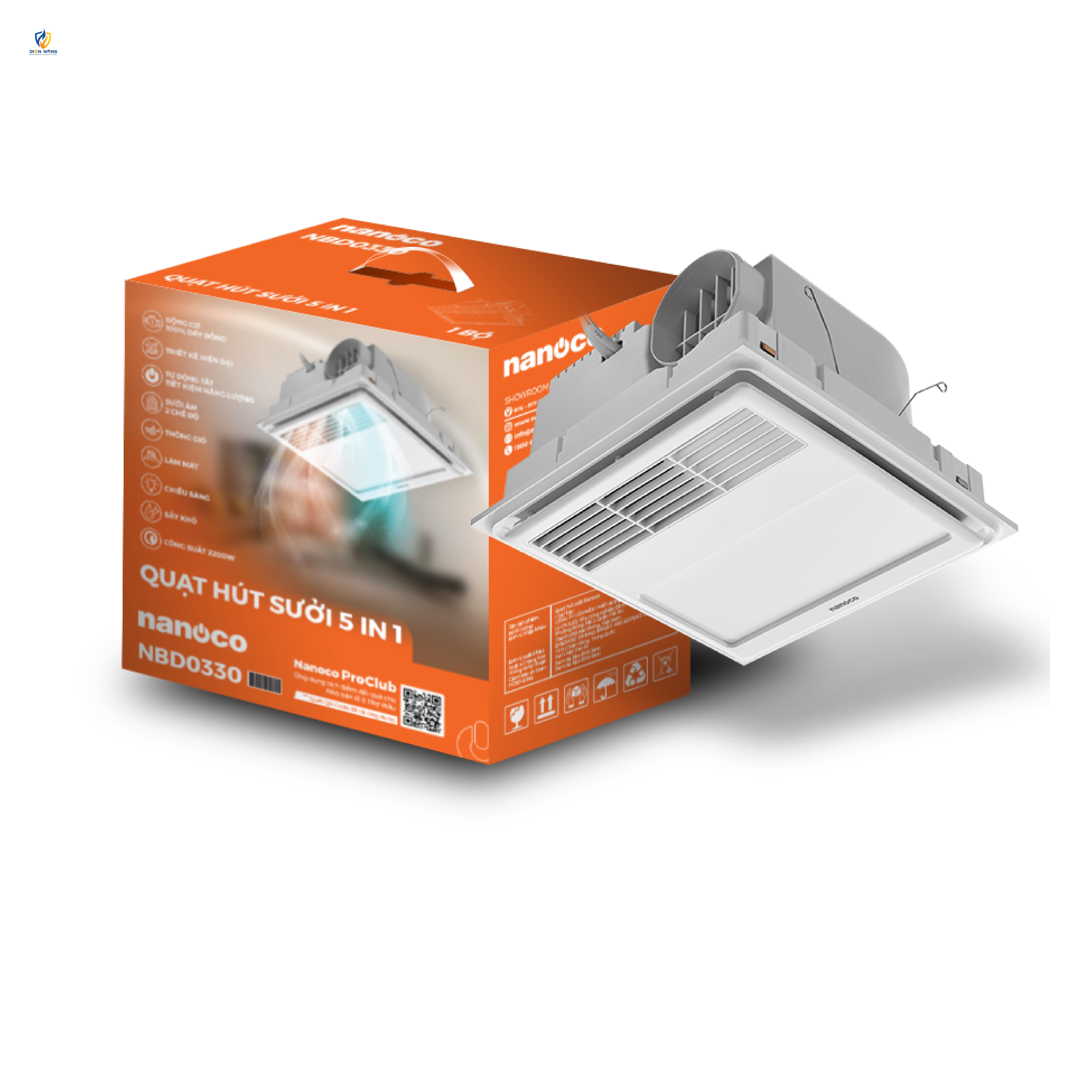 Máy hút sưởi 5in1, có remote, lỗ khoét 275x275 mm - anh 4