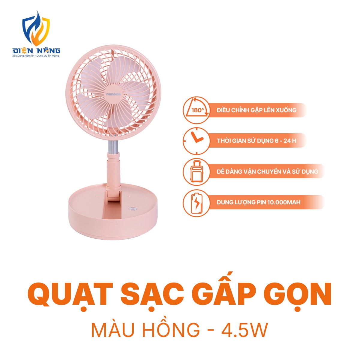 Quạt sạc gấp gọn NFF1618 - anh 6
