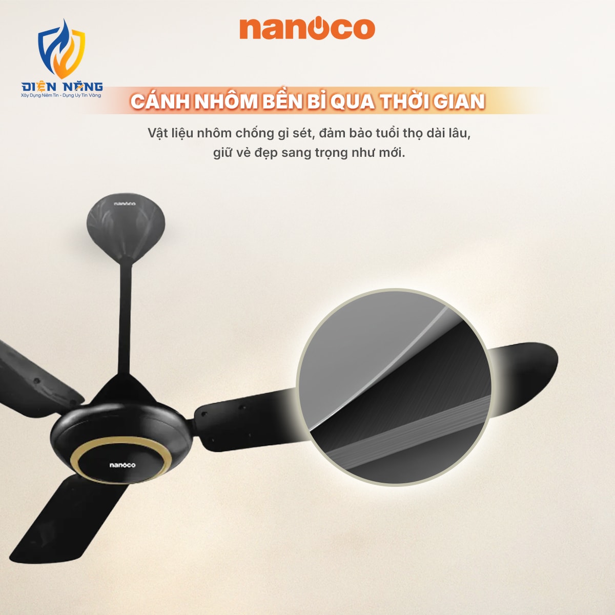 Quạt trần 3 cánh nhôm, ti 40 cm - anh 3