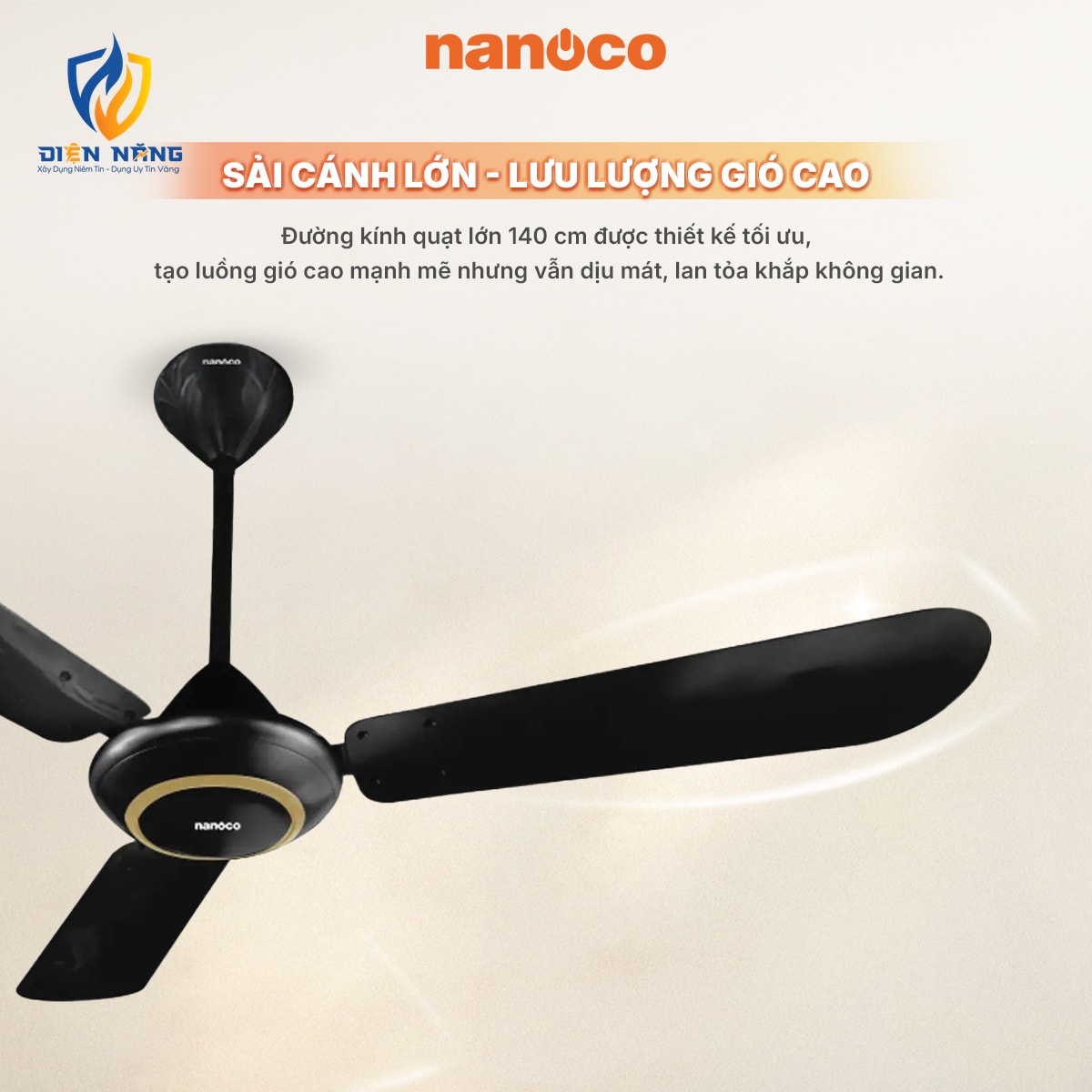 Quạt trần 3 cánh nhôm, ti 40 cm - anh 2