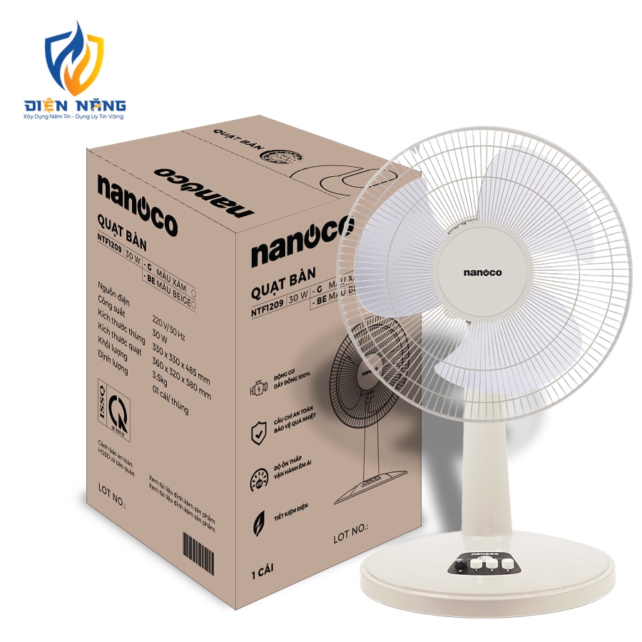 Quạt bàn Nanoco, 30W, NTF1209 - anh 3