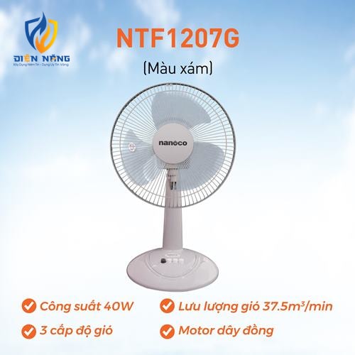 Quạt bàn B3 Nanoco NTF1207, bạc đạn - anh 2