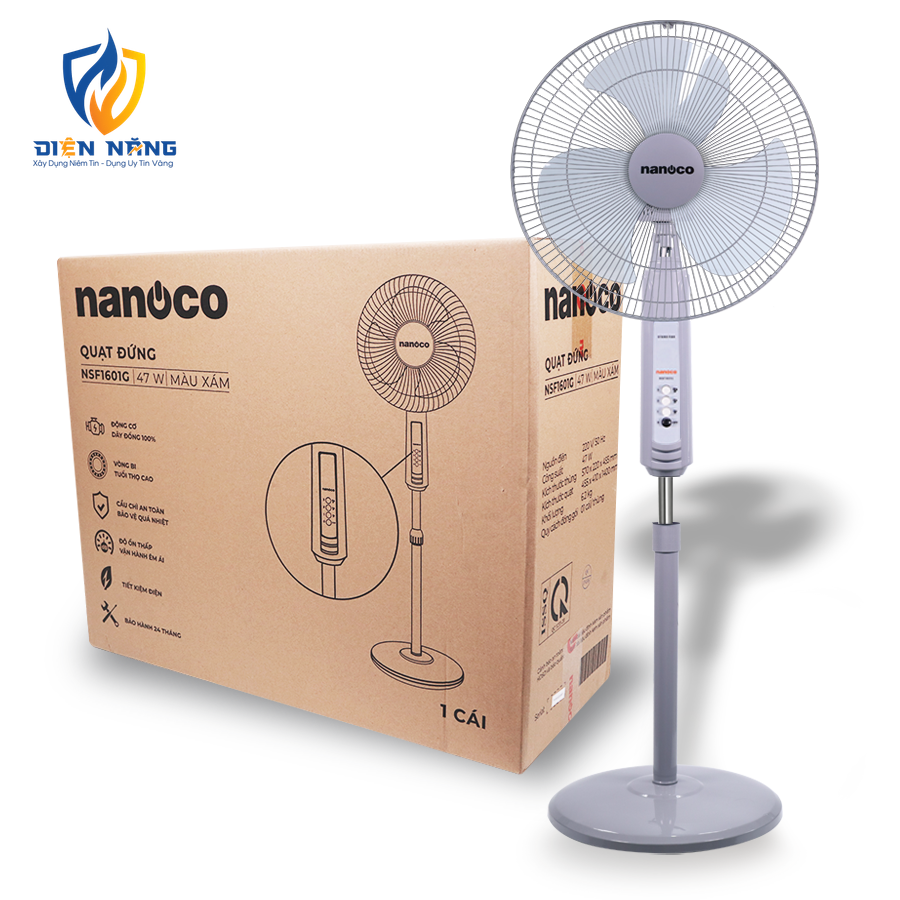 Quạt đứng Nanoco, NSF1601/1602RC, bạc đạn - anh 5
