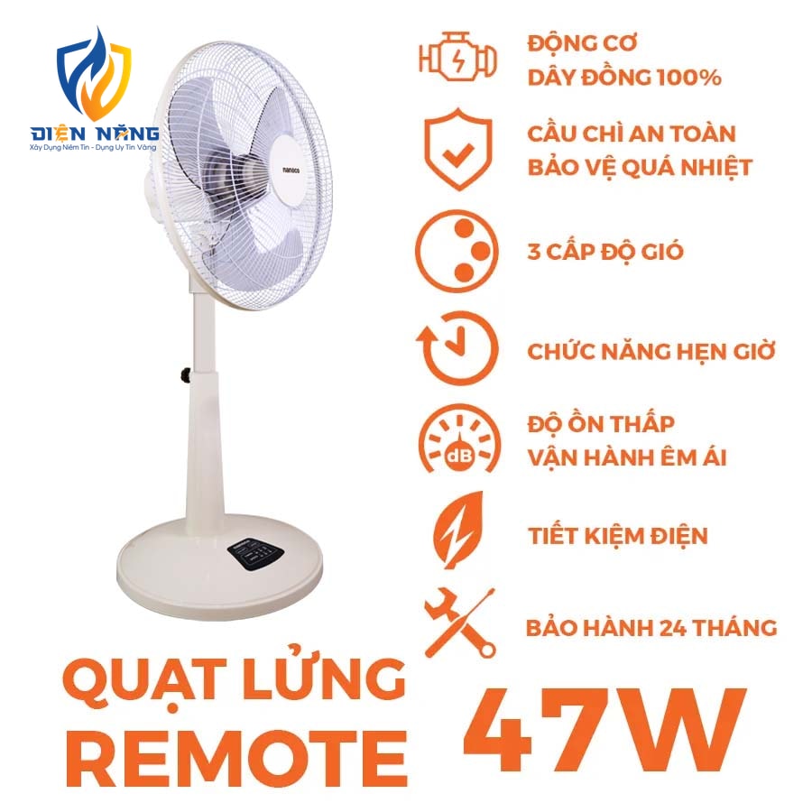 Quạt lửng nanoco, NLF1623/1624RC - anh 3