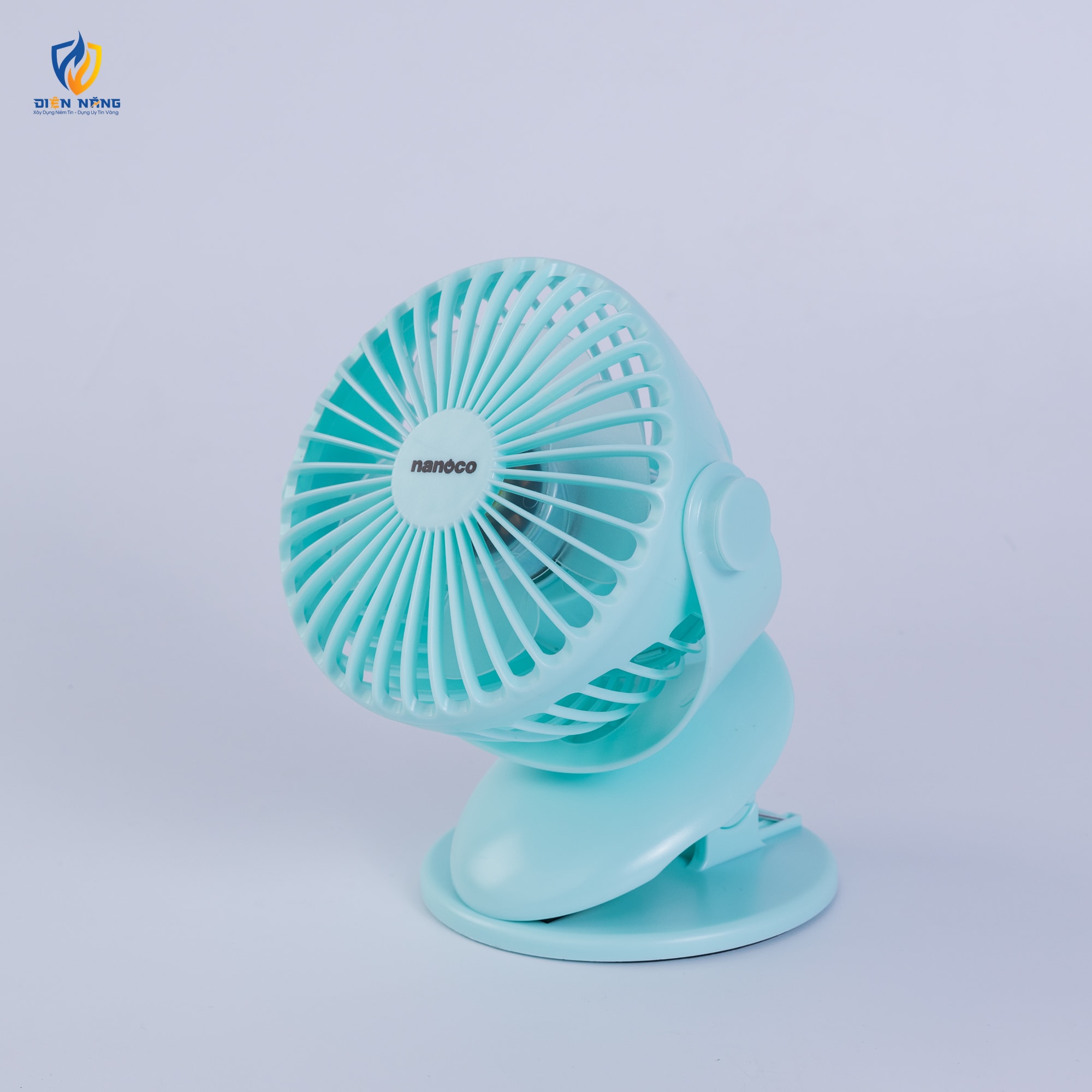 Quạt sạc kẹp 5inch, màu xanh - anh 2