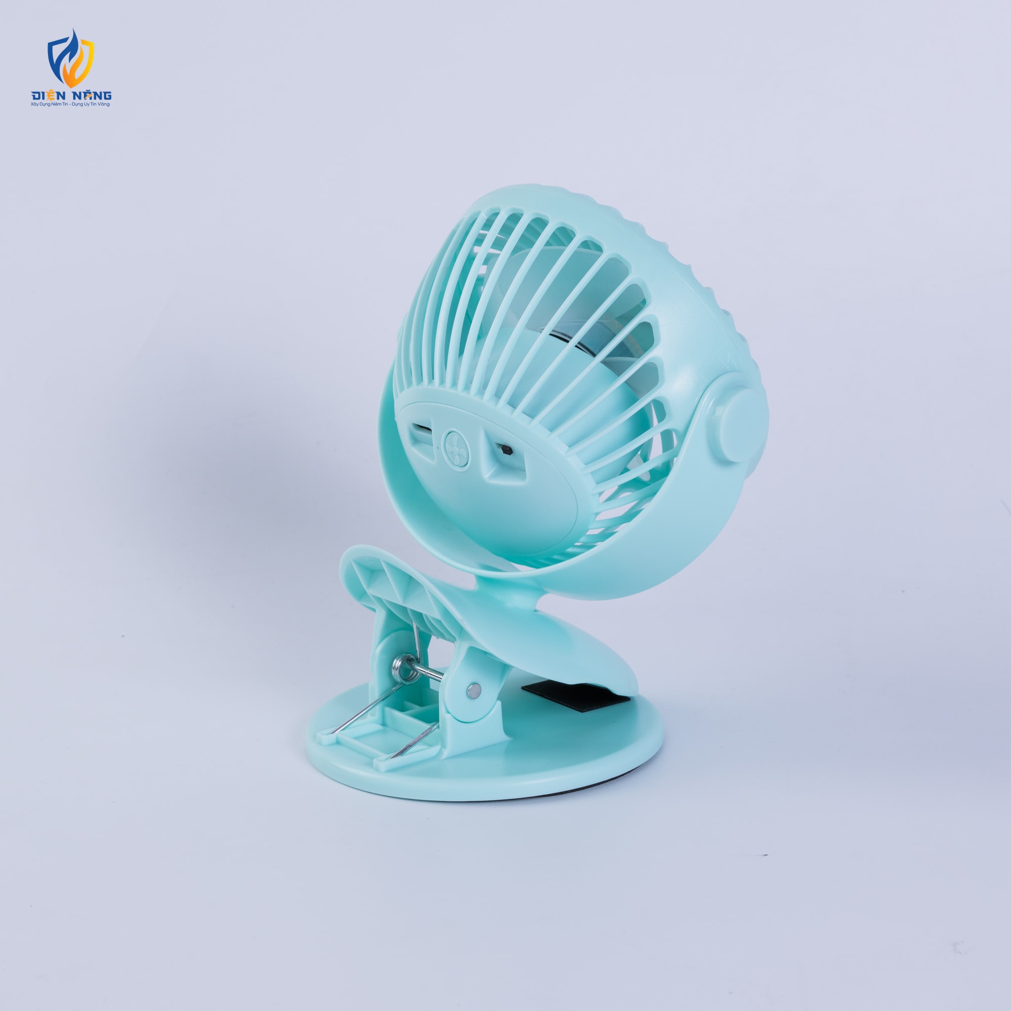 Quạt sạc kẹp 5inch, màu xanh - anh 6
