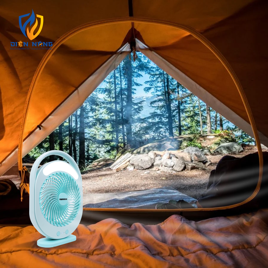 Quạt sạc hộp mini 6inch, có đèn LED - anh 2