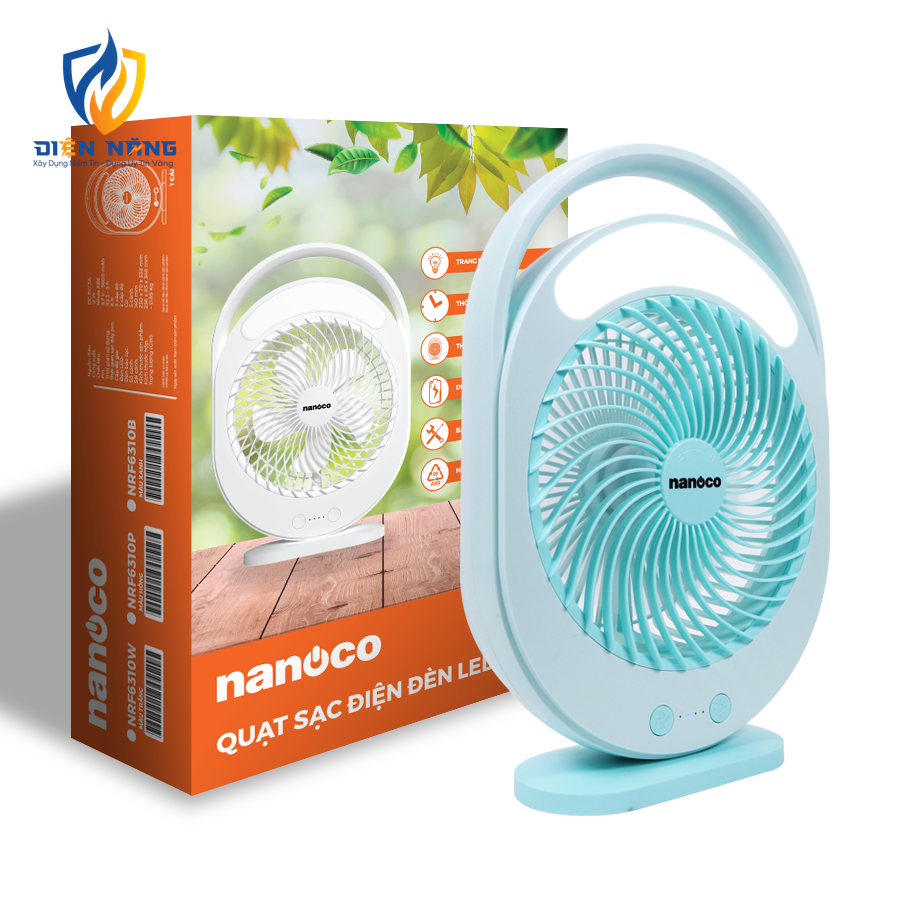 Quạt sạc hộp mini 6inch, có đèn LED - anh 6