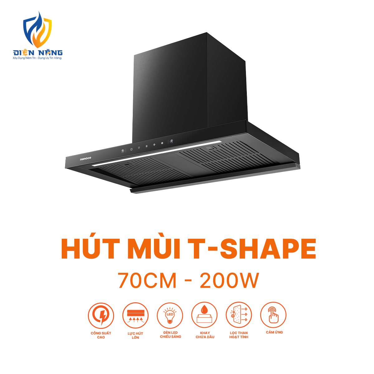 Hút mùi T-Shape, 70 cm, hút mùi NRH702B - anh 3