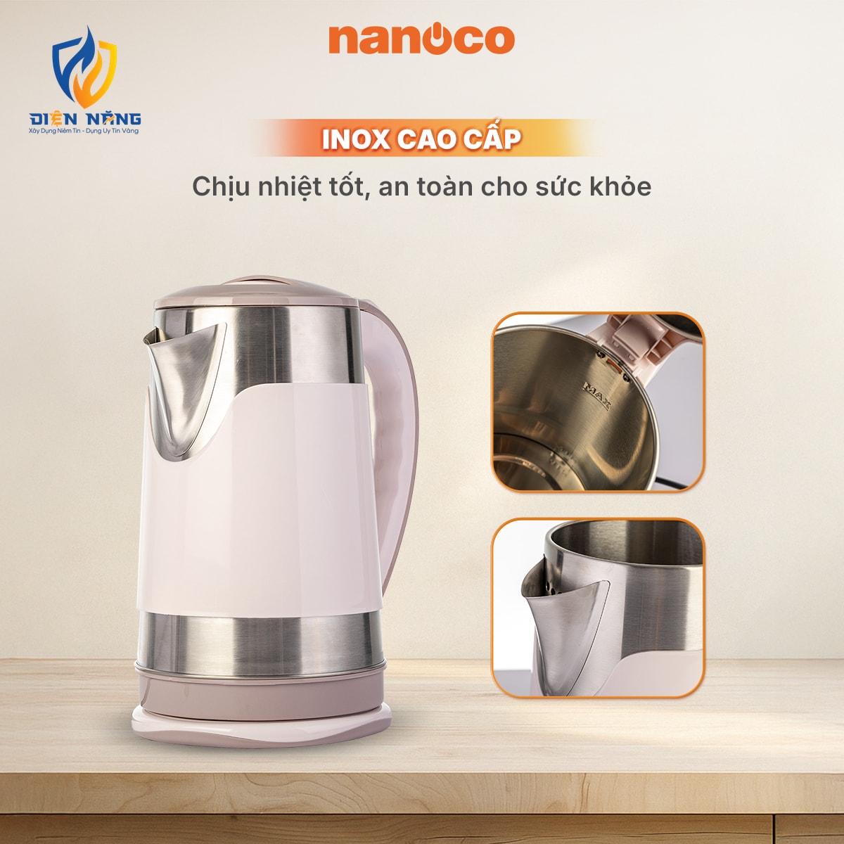 Bình đun siêu tốc inox, 3L, 2 lớp - anh 3