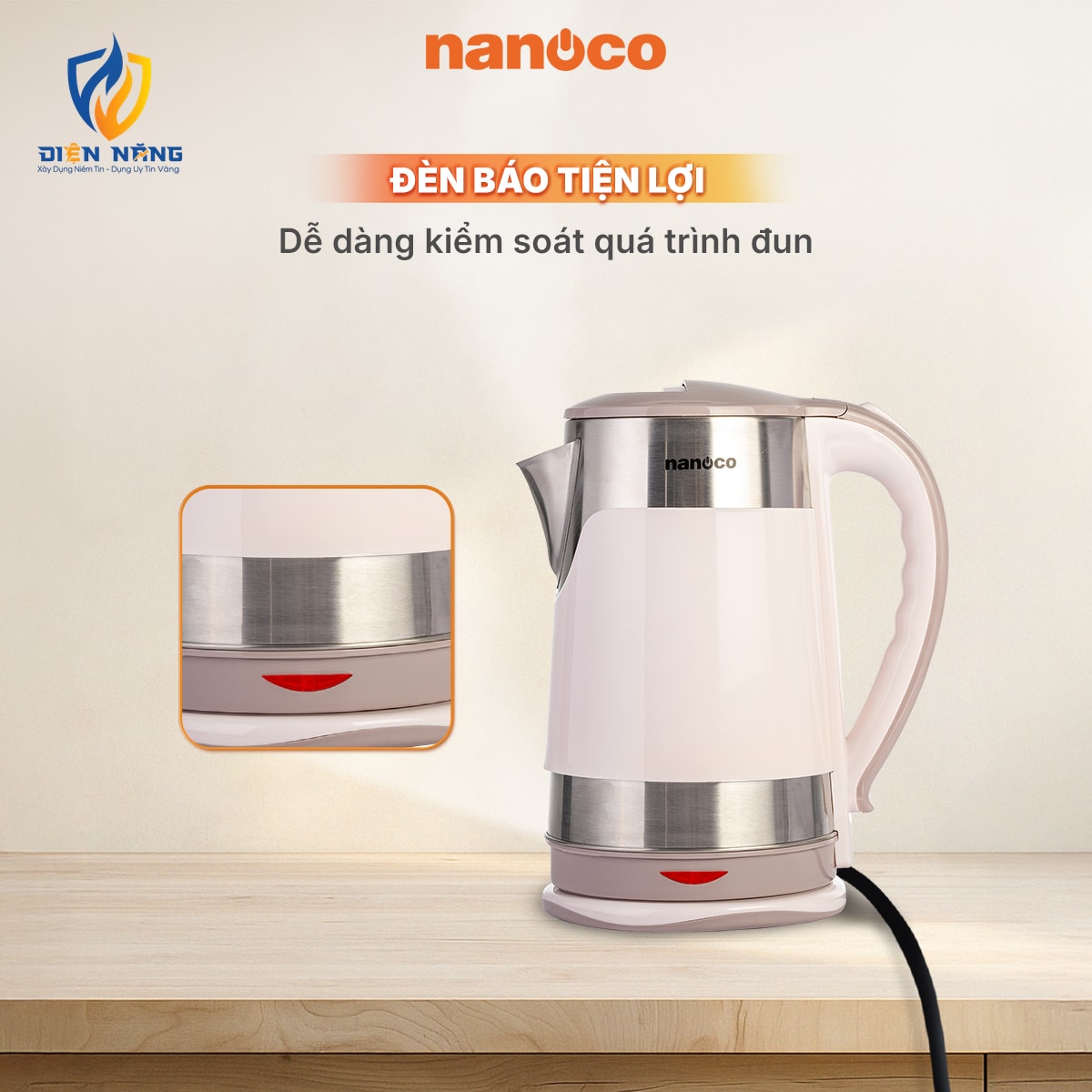 Bình đun siêu tốc inox, 3L, 2 lớp - anh 5
