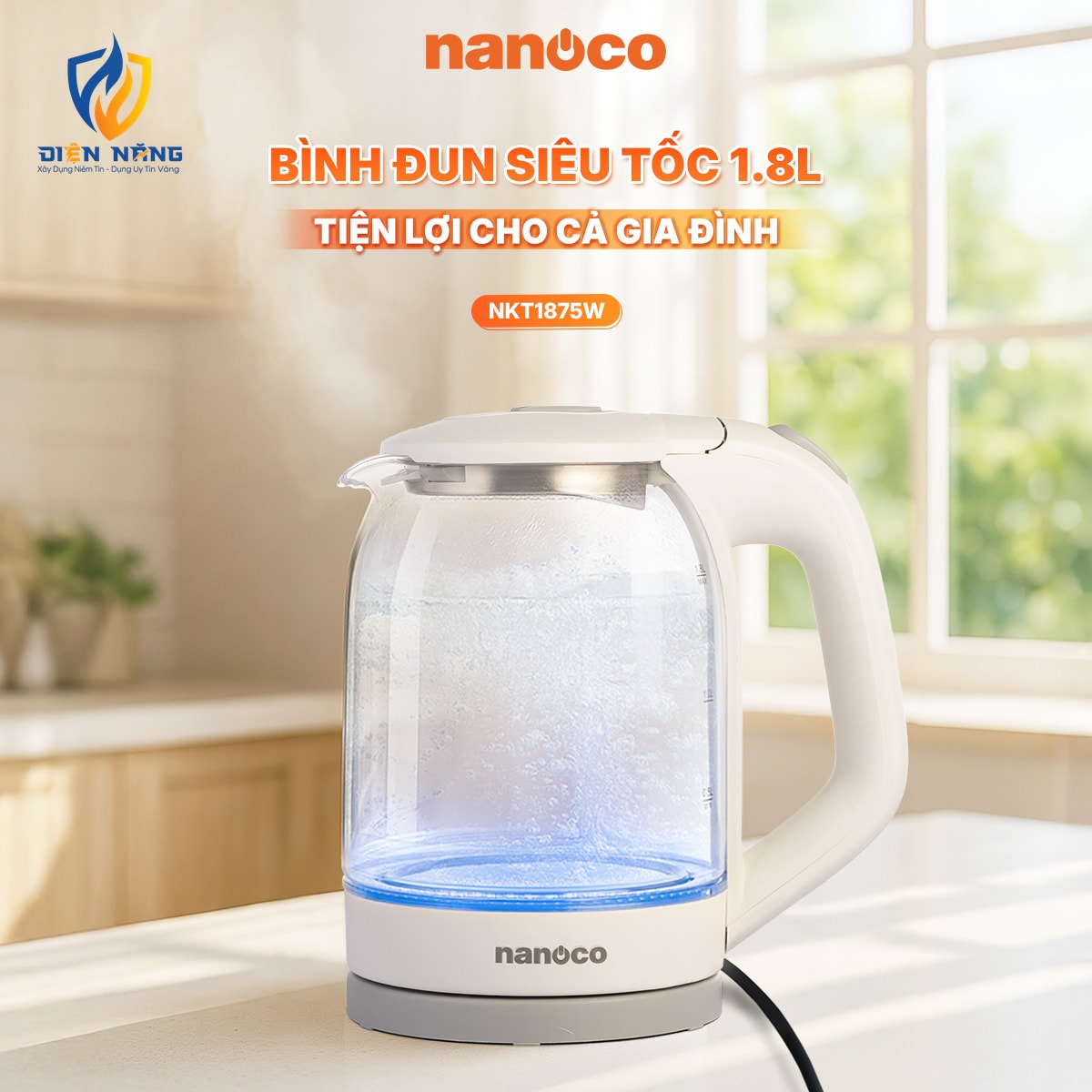Bình đun siêu tốc thủy tinh 1.8L trắng - anh 2