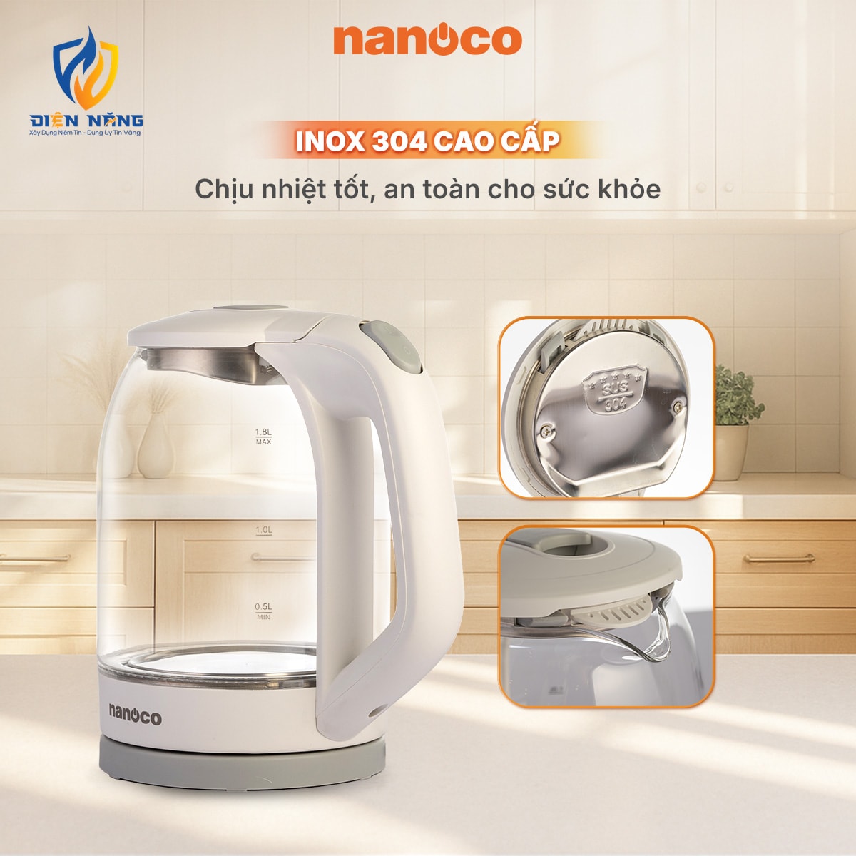 Bình đun siêu tốc thủy tinh 1.8L trắng - anh 3