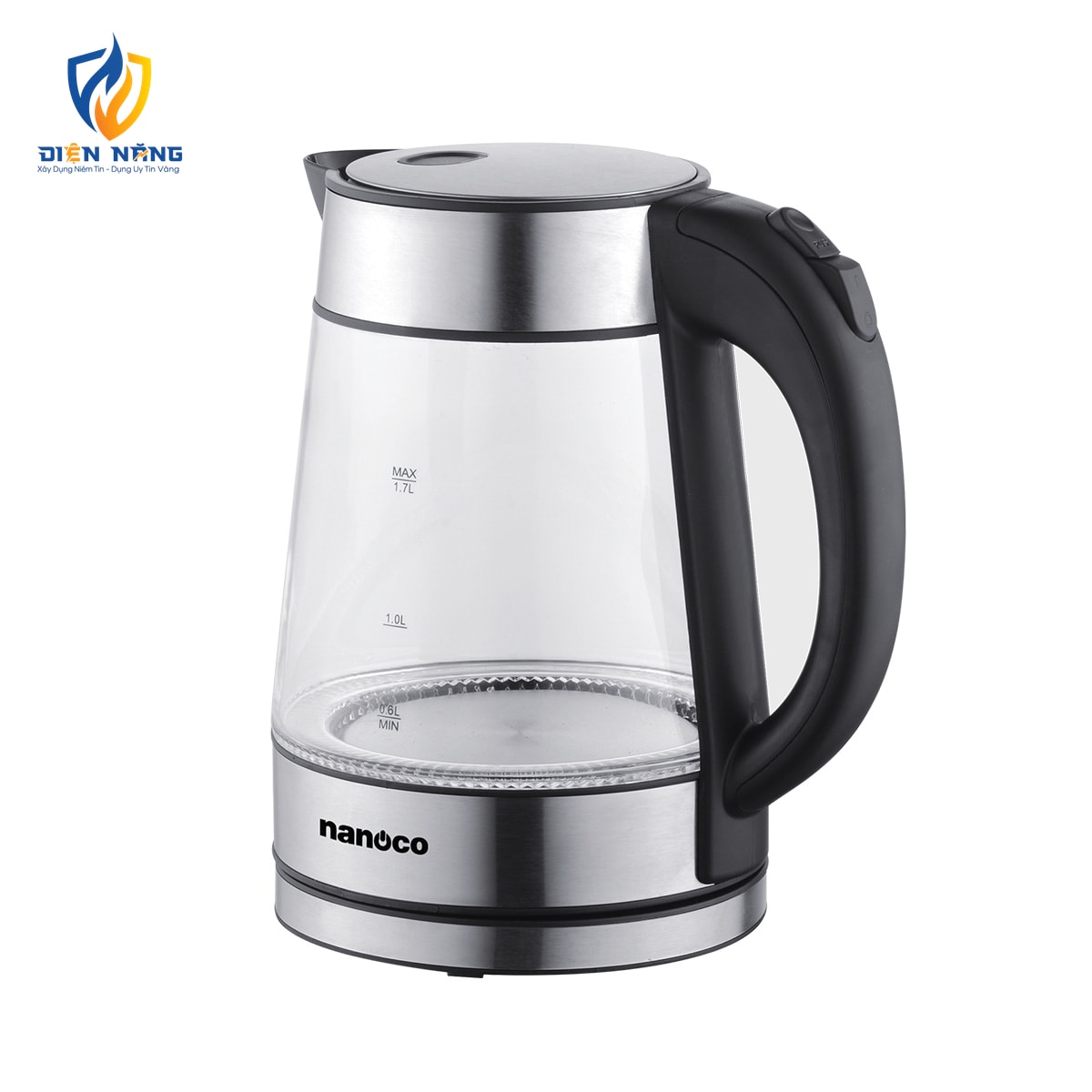 Bình đun siêu tốc thủy tinh, 1.7L, 2 nút