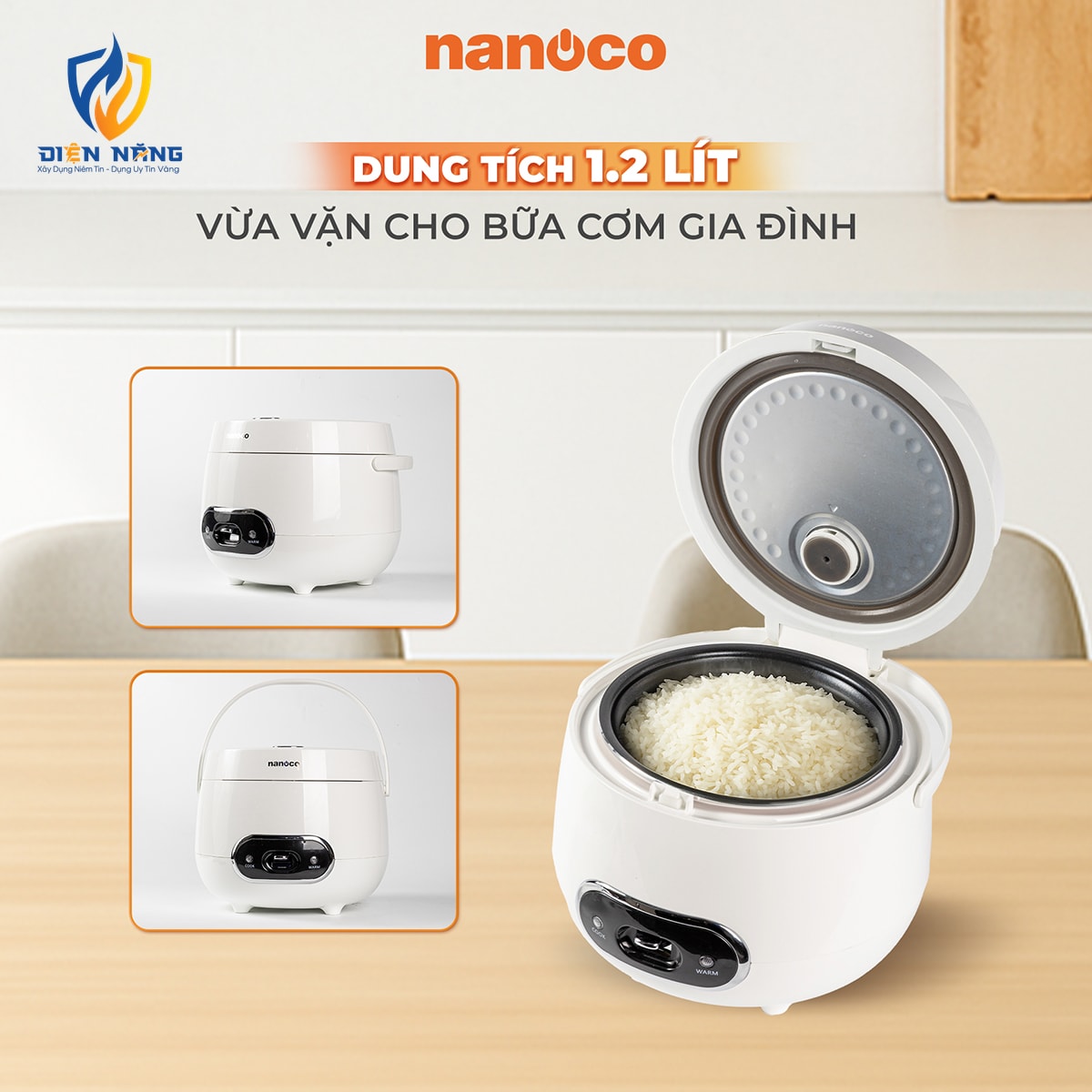Nồi cơm điện, 1.2L, màu trắng - anh 3