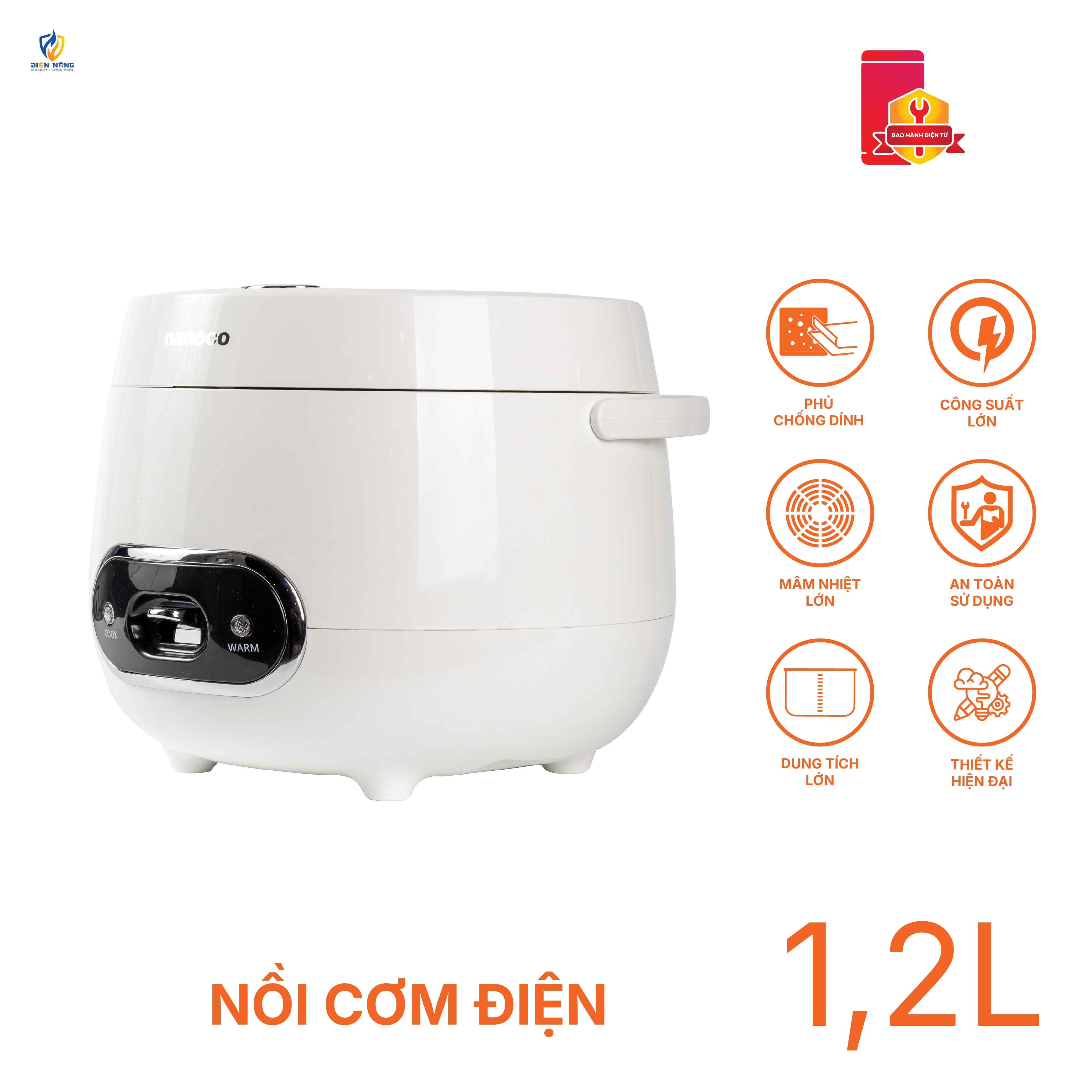 Nồi cơm điện, 1.2L, màu trắng - anh 6