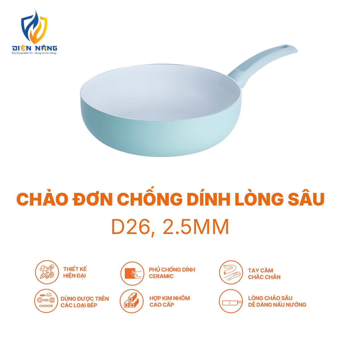 Chảo đơn chống dính lòng sâu, D26, 2.5mm - anh 6