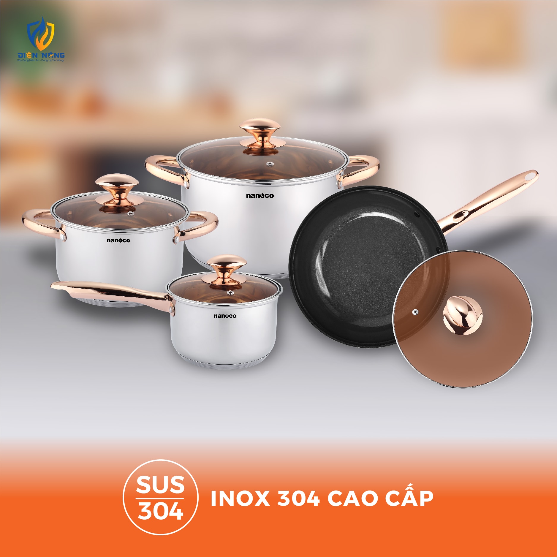 Bộ nồi chảo inox 304, D16-D-18-D24, D24 - anh 4