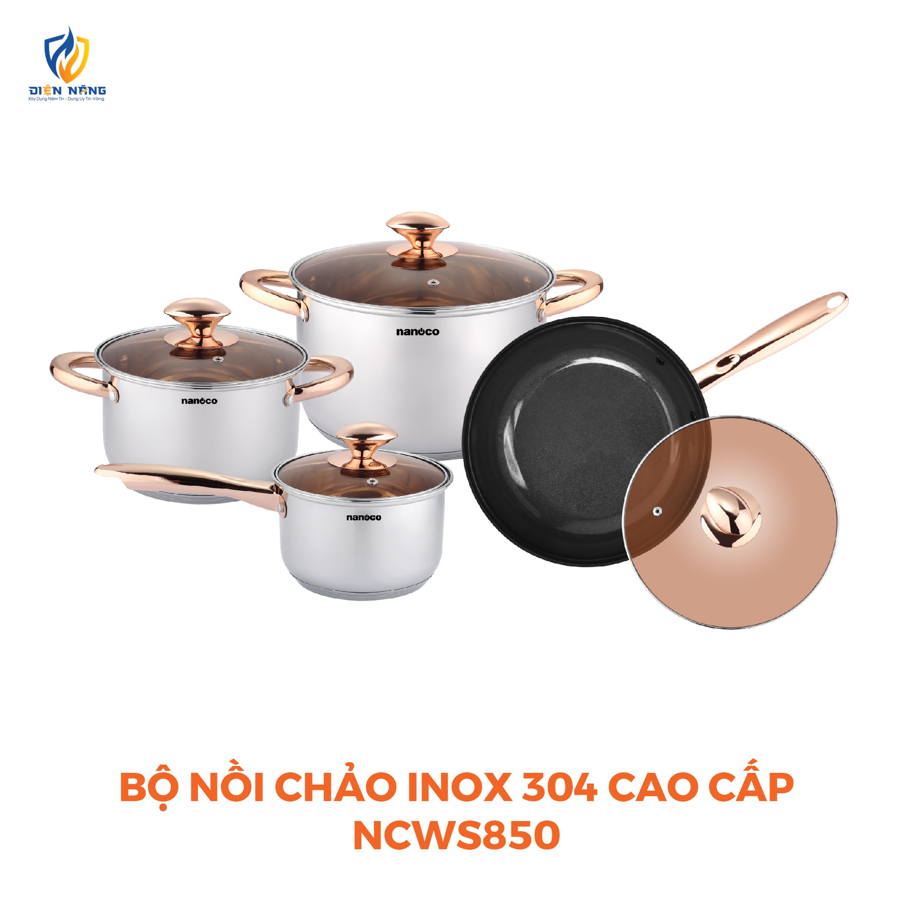 Bộ nồi chảo inox 304, D16-D-18-D24, D24 - anh 6