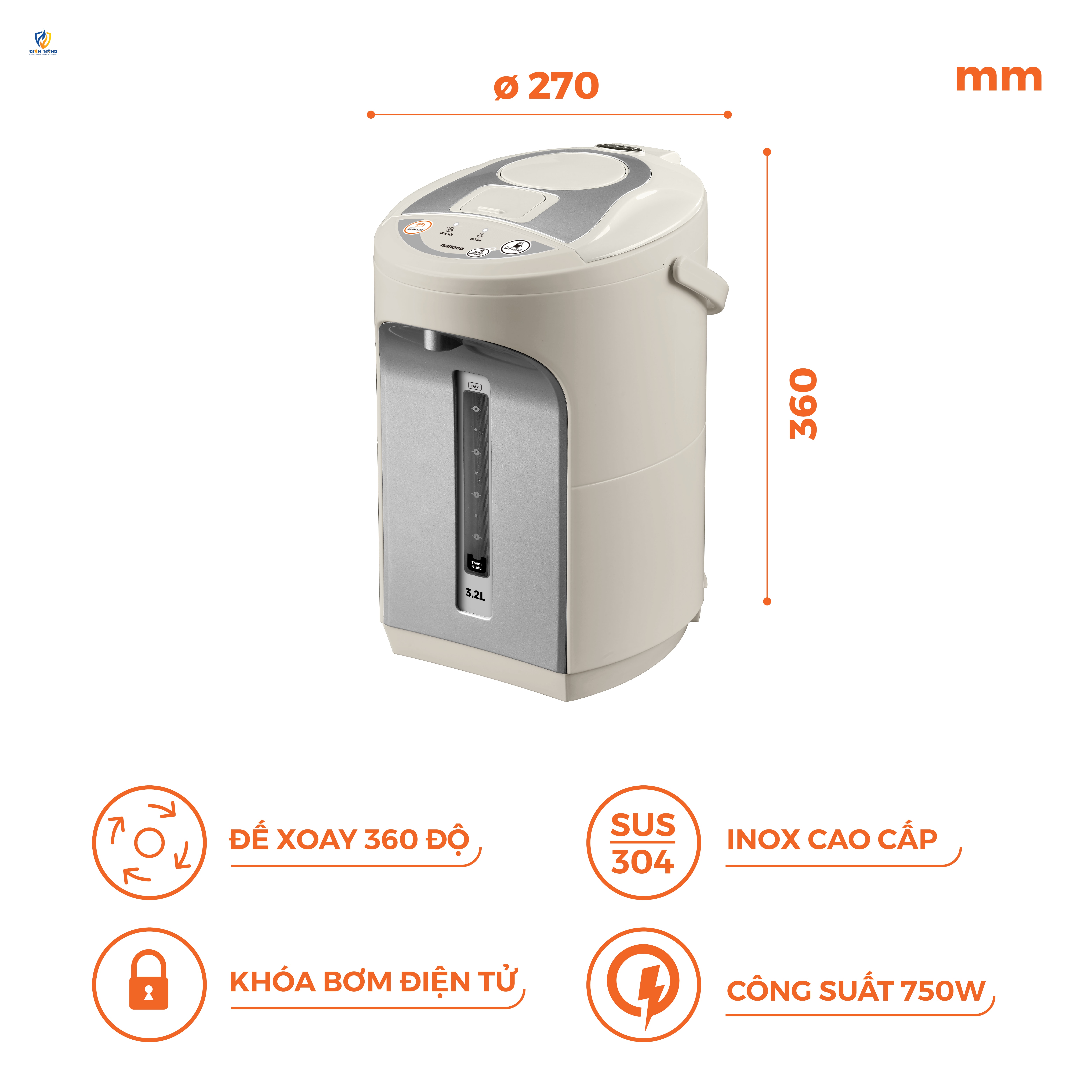 Bình thủy điện, 3.2L, NETF320 - anh 2
