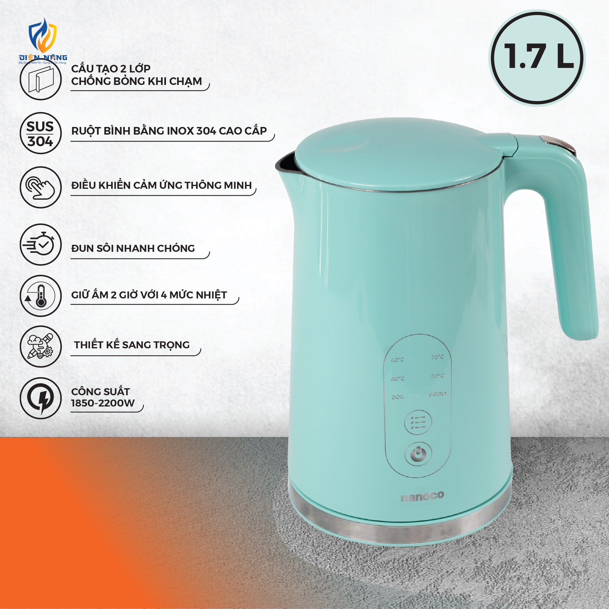 Bình đun siêu tốc cảm ứng, NKT1791 - anh 3