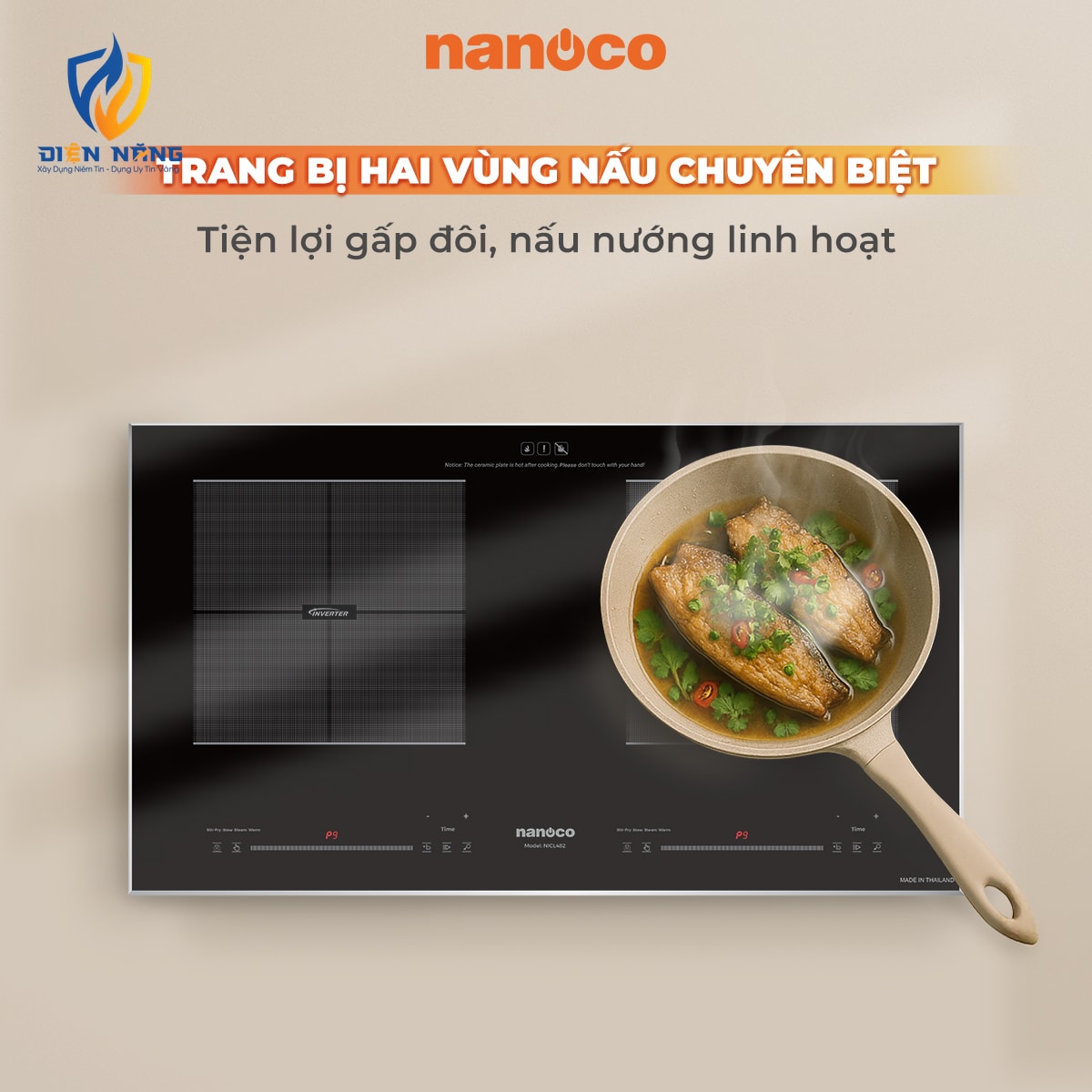 Bếp điện từ đôi Nanoco, NICL482 - anh 4