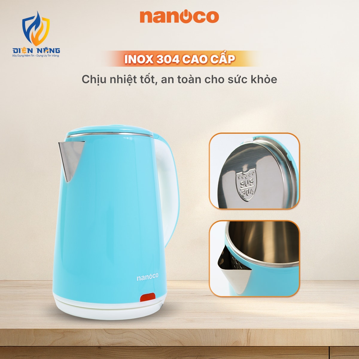 Bình đun siêu tốc inox, NKT2241B - anh 3